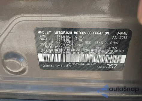 2016 Mitsubishi Outlander Sport 2.0 Es из США, поврежденный, VIN JA4AP3AU8GZ064452